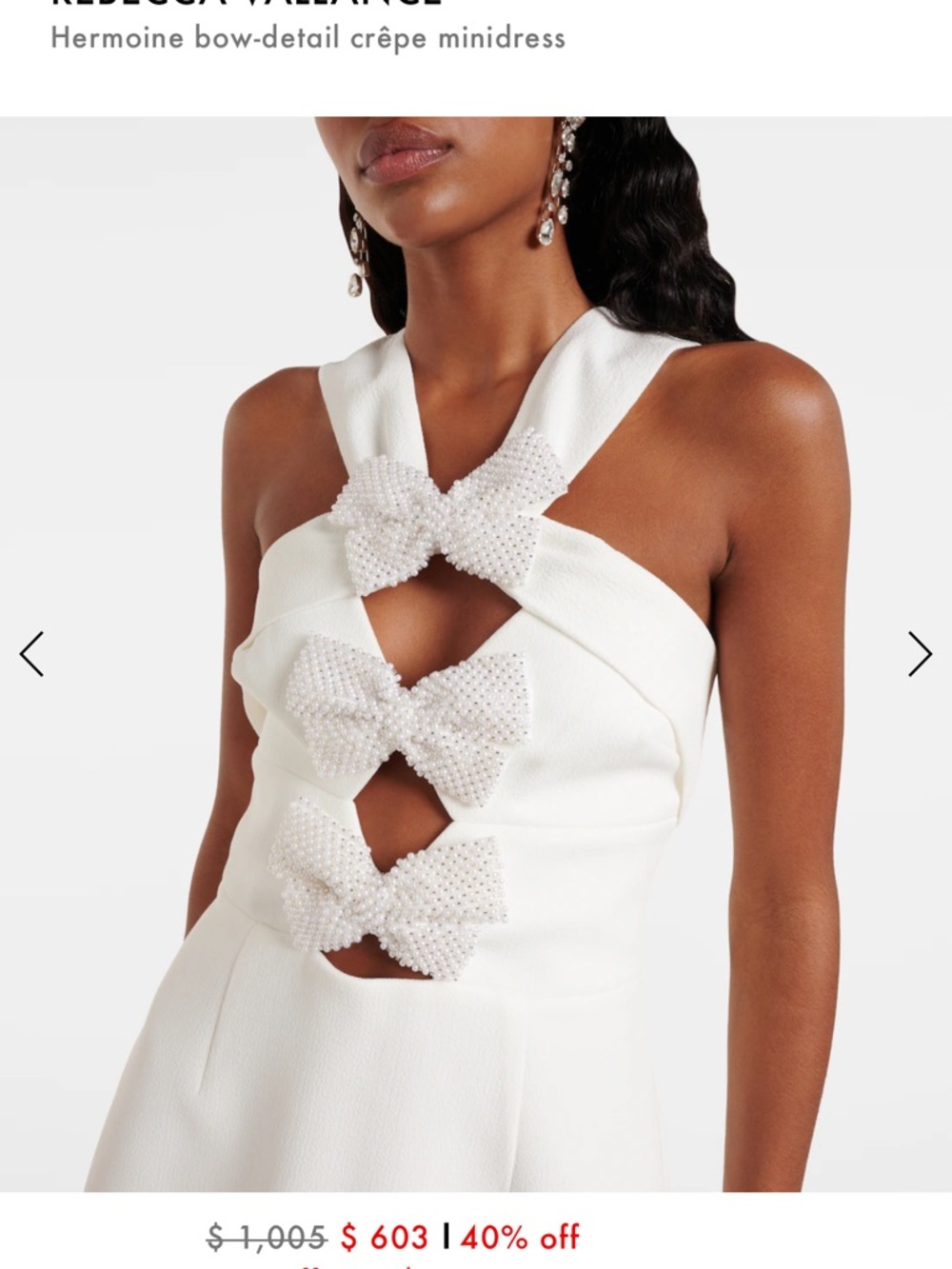 Rebecca Vallance Hermoine Mini Ivory Cutout Bow Mini Dress size US 2 - Picture 9 of 10